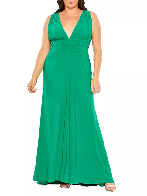 Sleeveless Draped A-Line Gown