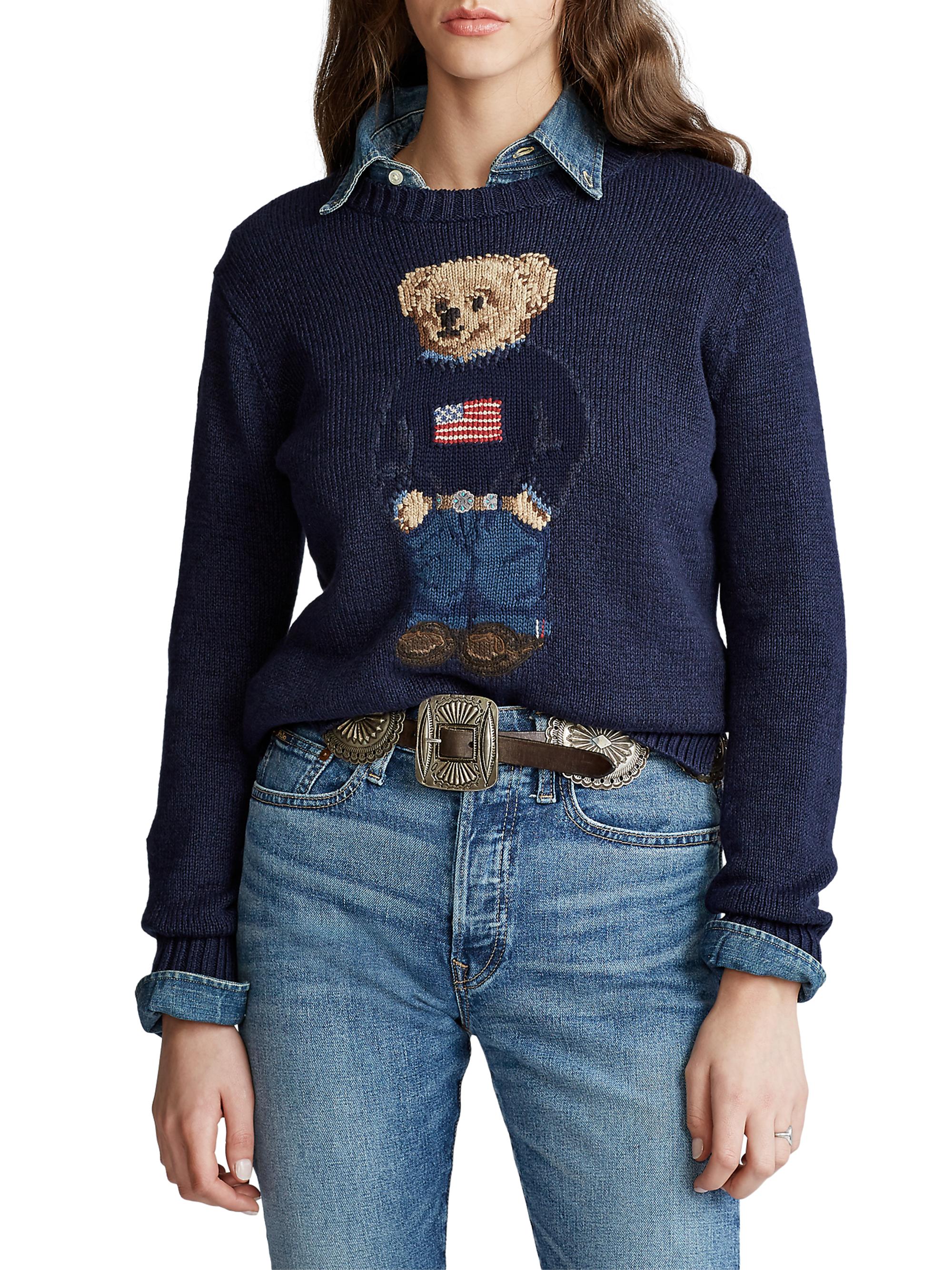 Shop Polo Ralph Lauren Bear Cotton-Linen Blend Sweater | Saks Fifth Avenue