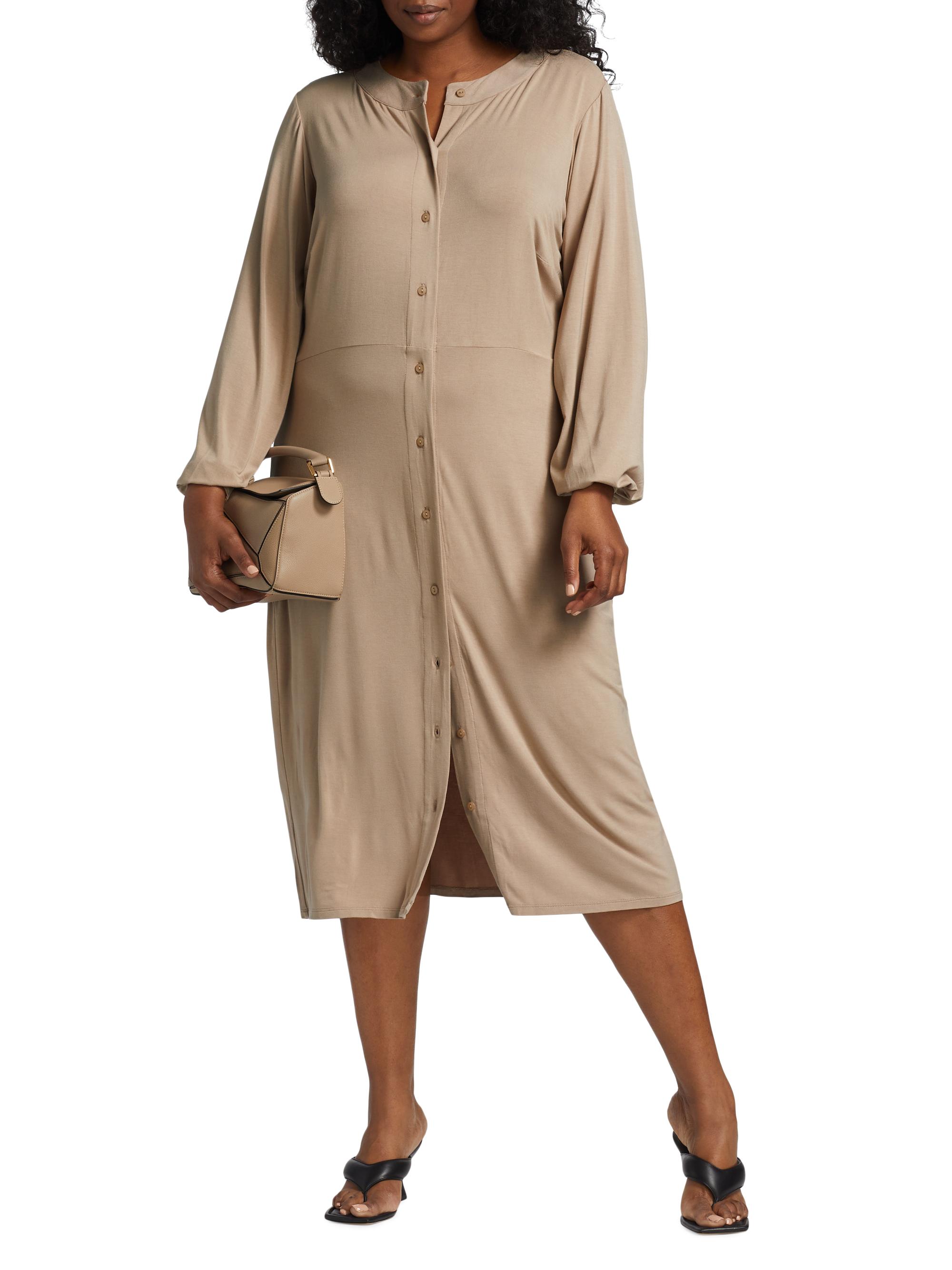 Anna Floral Print Button Front Duster Maxi W/Slip in Mocha Multi - Bump Friendly