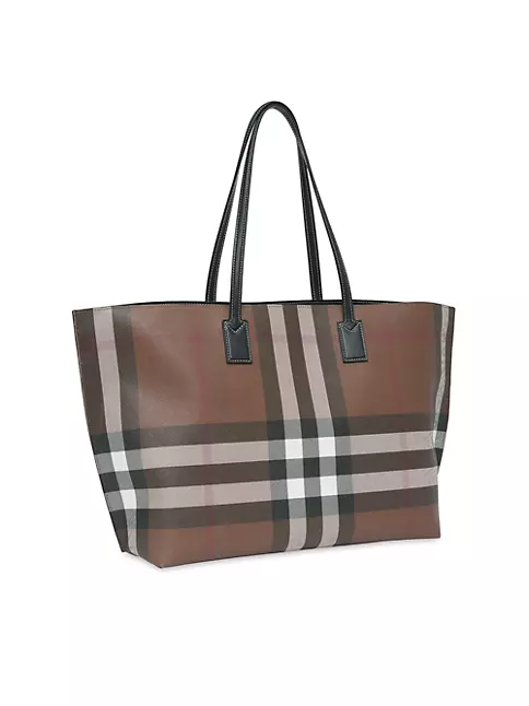 Burberry Medium Check Leather Tote | Saks Fifth Avenue