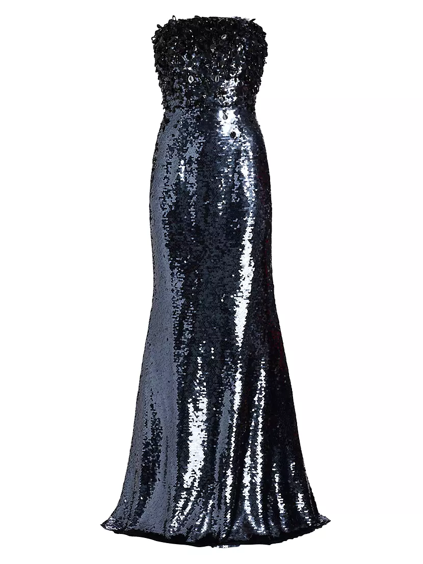 Shop Carolina Herrera Strapless Sequin Column Gown | Saks Fifth Avenue
