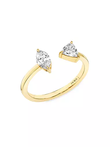 14K Yellow Gold & Lab-Grown Diamond Cuff Ring
