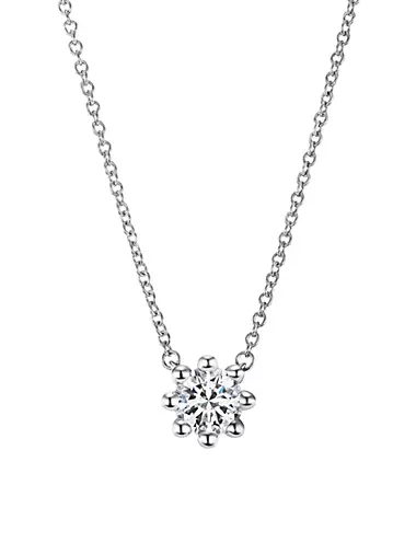 Beaded 18K White Gold & Latitude™ Lab-Grown Diamond Medium Pendant Necklace