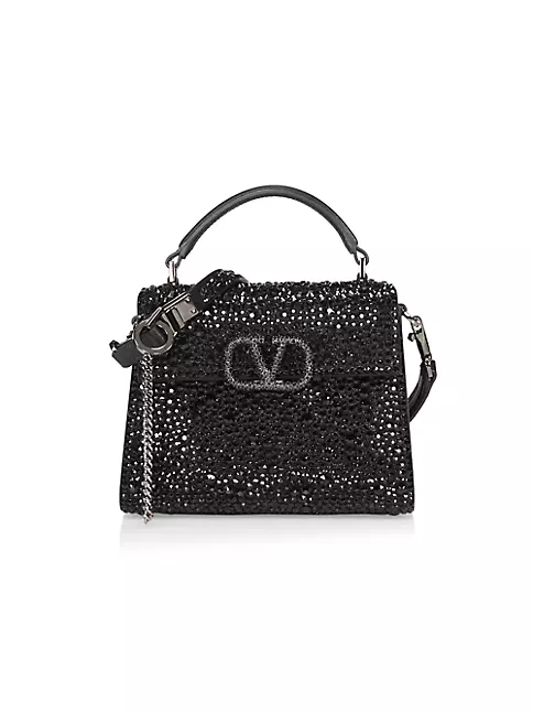 Shop Valentino Garavani Mini VLogo Crystal-Embellished Top Handle Bag | Saks Avenue