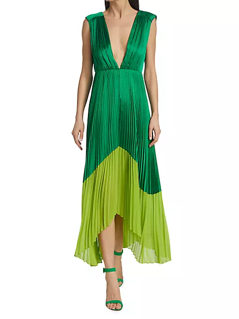 Shop Amur Amelia Pleated Midi Dress | Saks Fifth Avenue