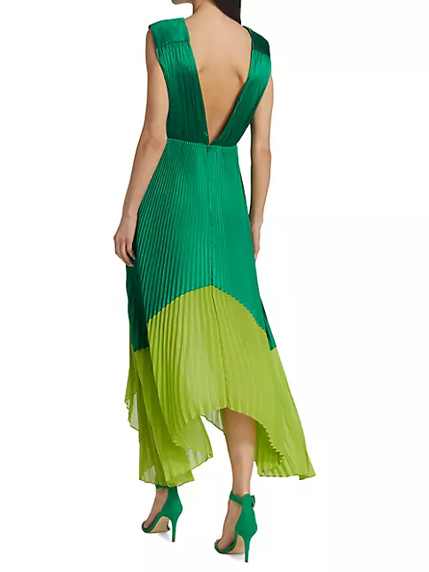 Shop Amur Amelia Pleated Midi Dress | Saks Fifth Avenue