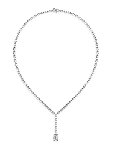 14K White Gold & 15.85 TCW Lab-Grown Diamond Lariat Necklace