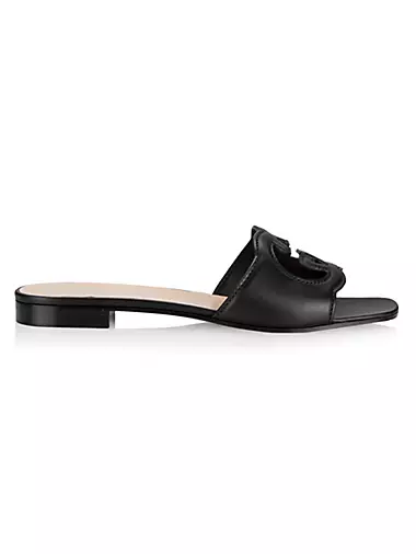 GG Cut-Out Leather Slides