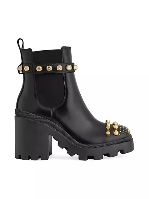 Shop Gucci Trip Studded Leather Platform Boots Saks Fifth Avenue