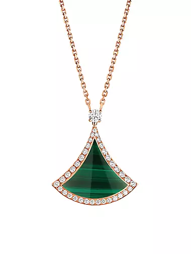 Divas' Dream 18K Rose Gold, Malachite, & Diamond Pendant Necklace