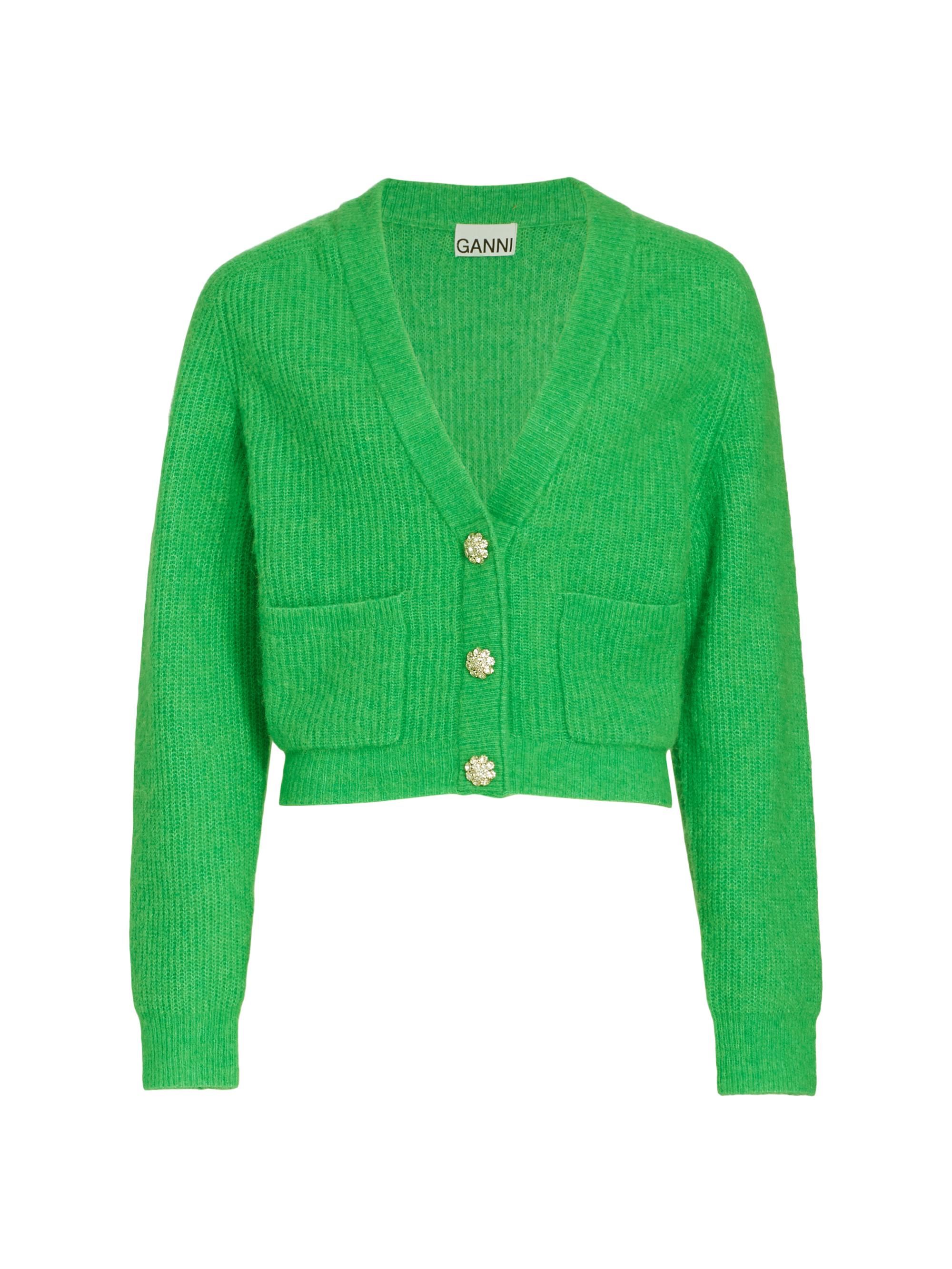 Shop Ganni Embellished Button V-Neck Cardigan | Saks Fifth Avenue