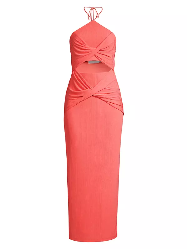 Shop Significant Other Hallie Cut-Out Rib-Knit Halter Maxi Dress