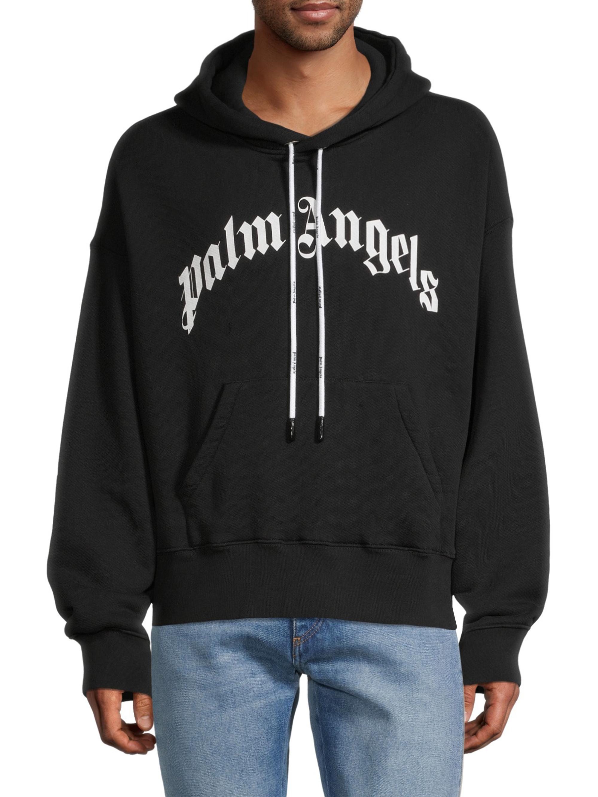 Shop Palm Angels Curved Logo Hoodie Sweatshirt | Saks Fifth Avenue