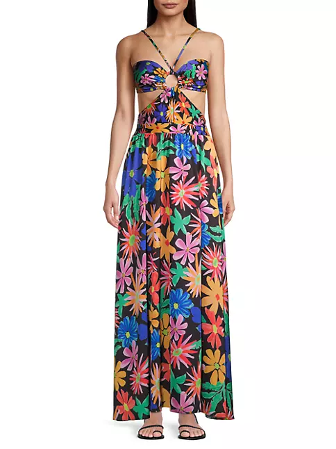 Shop PatBO Aster Floral Halter Cover-Up Dress | Saks Fifth Avenue