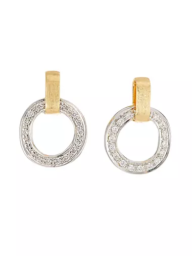 Jaipur Two-Tone 18K Gold & Diamond Hoop Drop Earrings