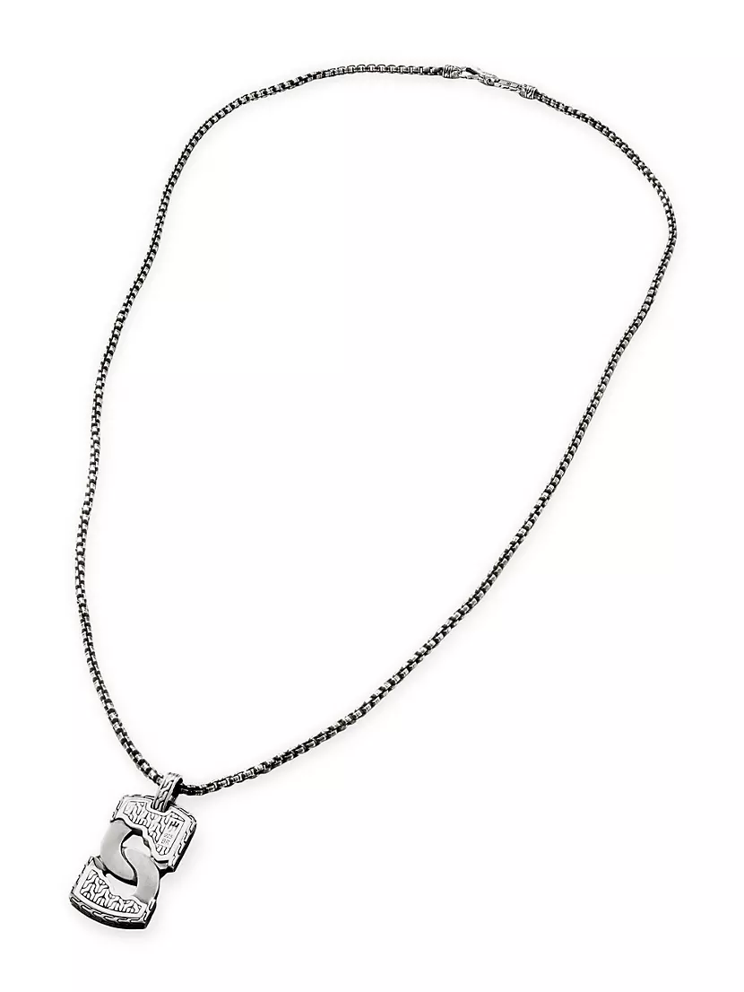 John Hardy Classic Chain Reticulated Dog Tag Pendant Necklace in