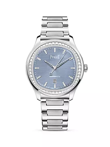 Polo Stainless Steel & Diamond Date Watch