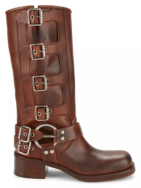 Jurassic Park instans for meget Shop Miu Miu Buckled Leather Knee-High Boots | Saks Fifth Avenue