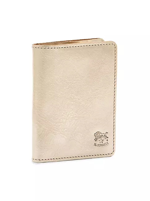 Shop Il Bisonte Classic Metallic Leather Bi-Fold Card Case | Saks