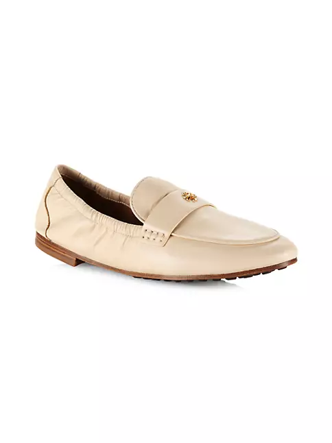 Shop Tory Burch Logo Leather Ballet Loafers | Saks Fifth Avenue