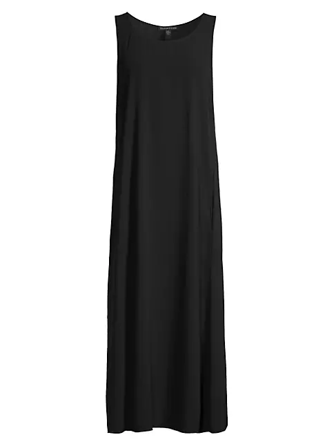 Shop Eileen Fisher Silk Scoopneck Midi-Dress | Saks Fifth Avenue