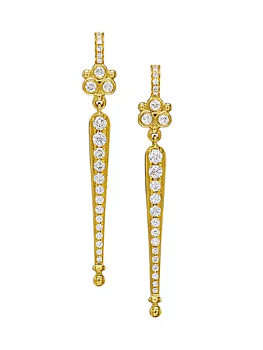 Temple Baton 18K Yellow Gold & Diamond Drop Earrings