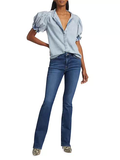 Shop Frame Le Mini Boot Low-Rise Stretch Flare Jeans | Saks