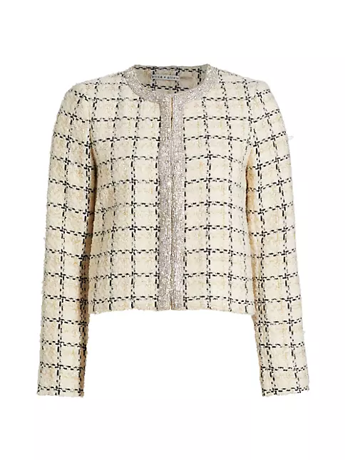 Shop Alice + Olivia Kidman Embellished Tweed Jacket | Saks Fifth