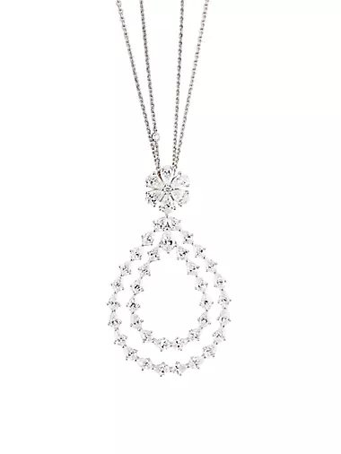 L'Heure Du Diamant 18K White Gold & 8.86 TCW Diamond Pendant Necklace