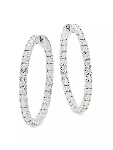 14K White Gold & 1.9 TCW Diamond Inside-Out Hoop Earrings