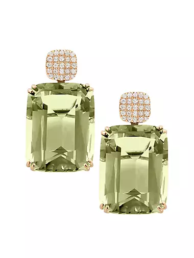 Gossip 18K Gold, Diamond & Prasiolite Drop Earrings