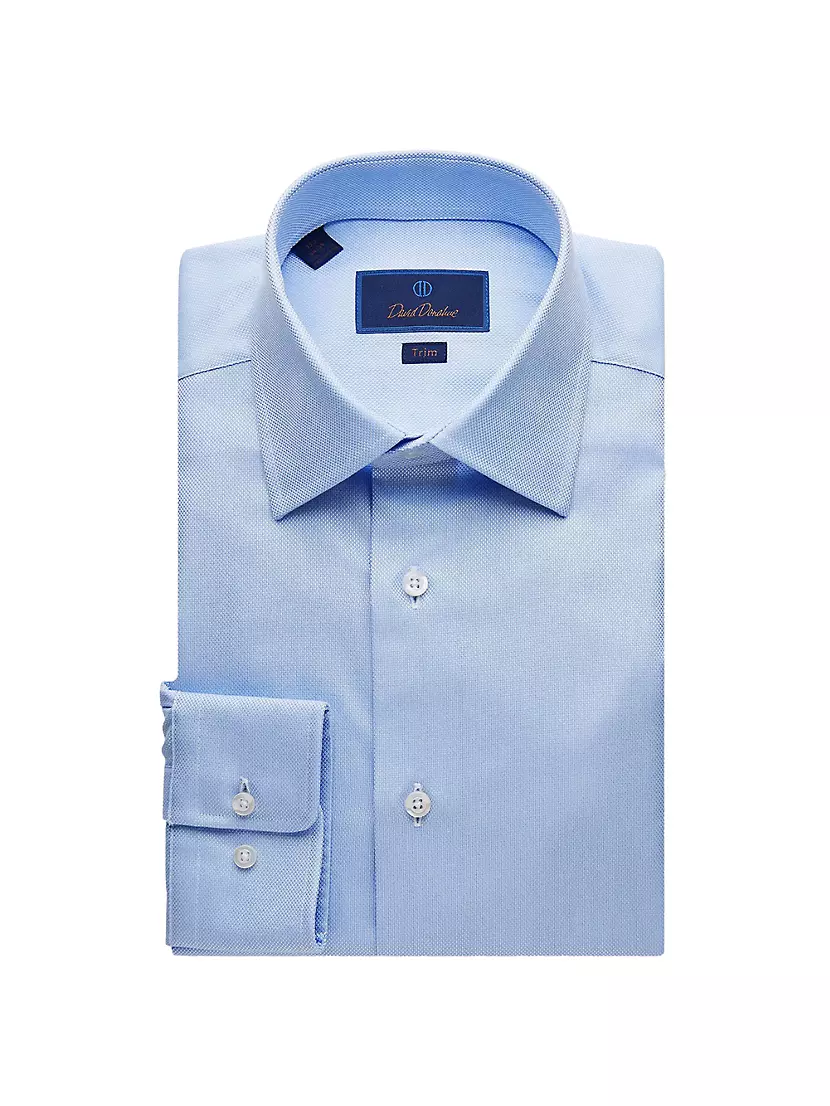 Shop David Donahue Trim-Fit Royal Oxford Dress Shirt | Saks Fifth Avenue