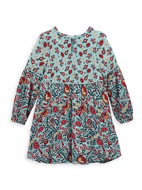 Shop Peek Little Girl's & Girl's Mixed Floral Print Long-Sleeve Dress ...