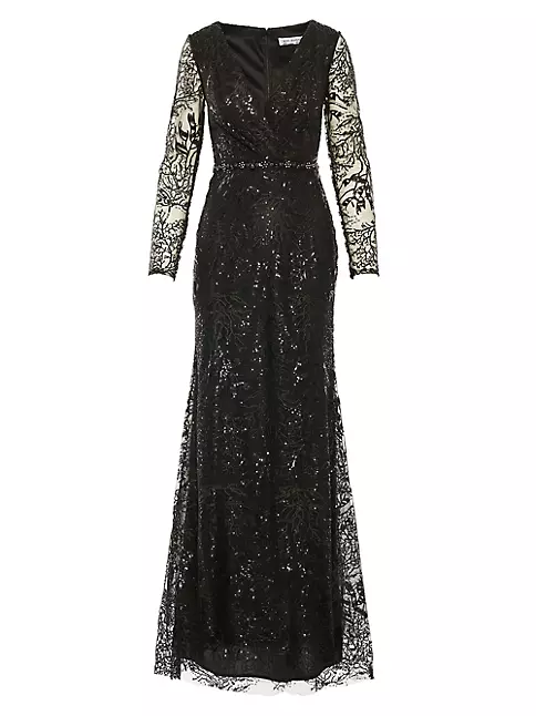 Shop Mac Duggal Sequin Embellished Floor-Length Gown | Saks Fifth Avenue