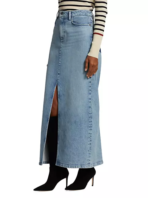 Shop Lafayette 148 New York Faded Maxi Denim Skirt | Saks Fifth Avenue