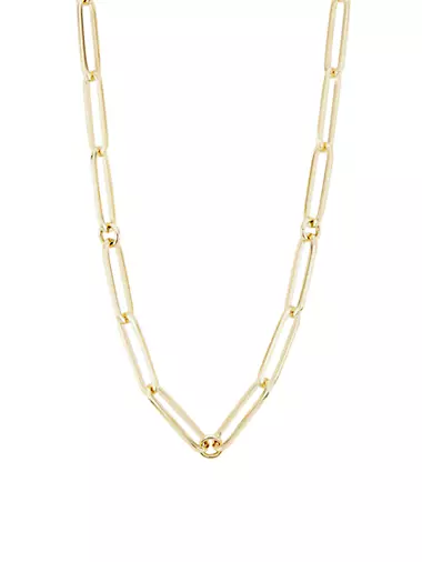 14K Yellow Gold Paper-Clip-Chain Necklace/18