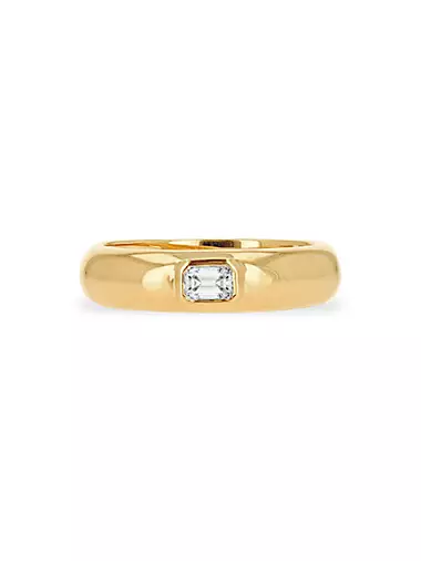 14K Yellow Gold & 0.25 TCW Diamond Domed Ring