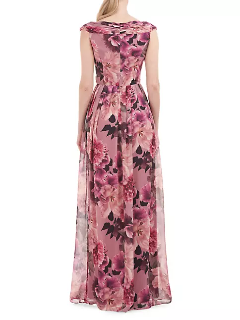 Shop Kay Unger Dawson Floral Chiffon Gown | Saks Fifth Avenue