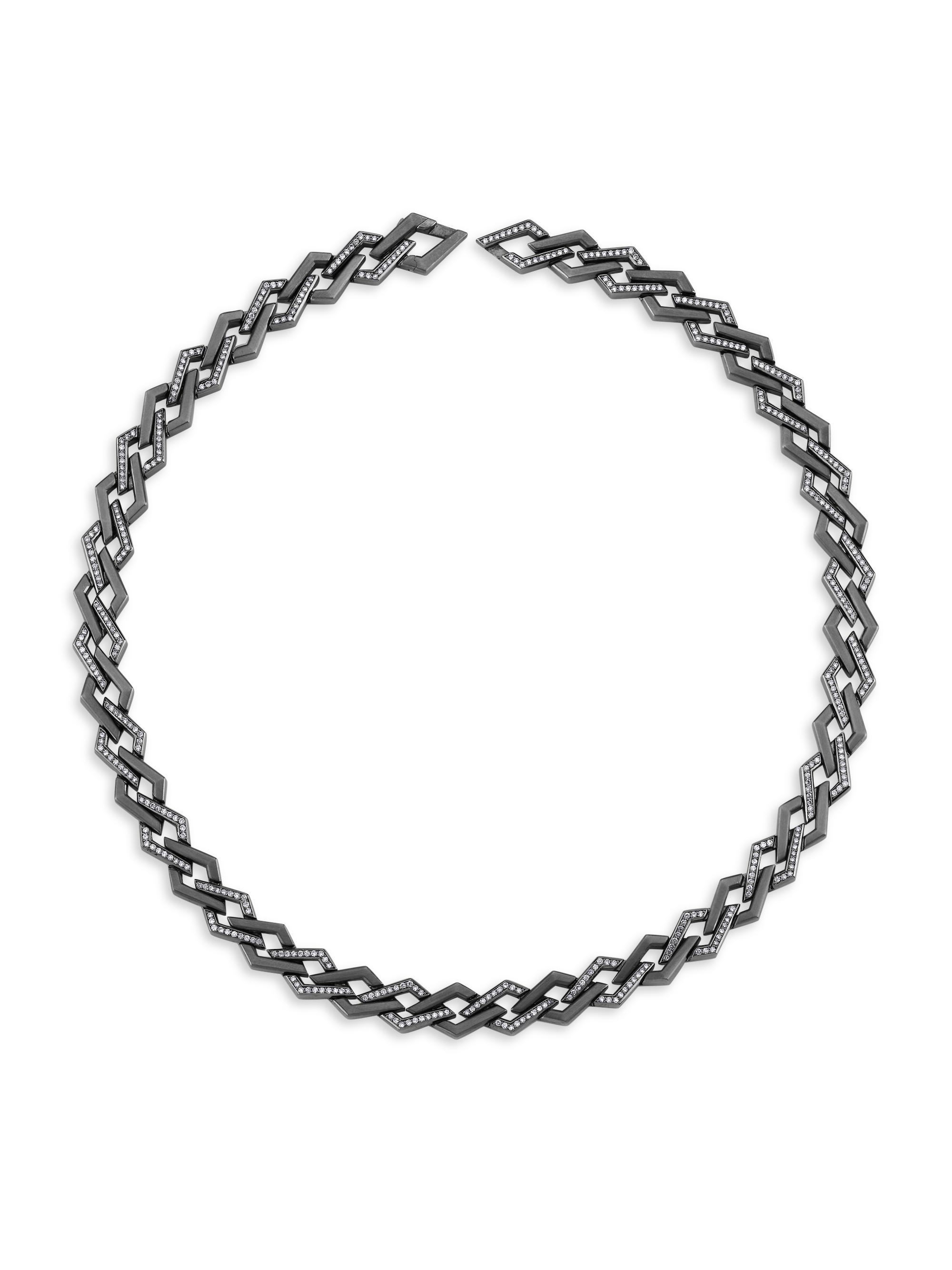 Luminescence Black Rhodium-Plate & Diamond Tidal Pull Choker