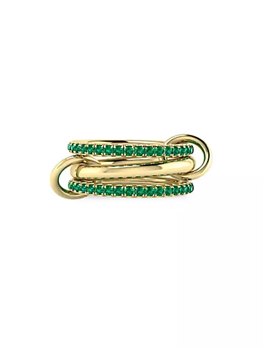 18K Yellow Gold & Emerald Triple-Band Ring