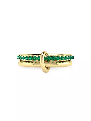 18K Yellow Gold & Emerald Double-Band Ring