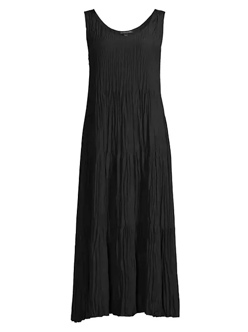 Shop Eileen Fisher Pleated Sleeveless Midi-Dress | Saks Fifth Avenue