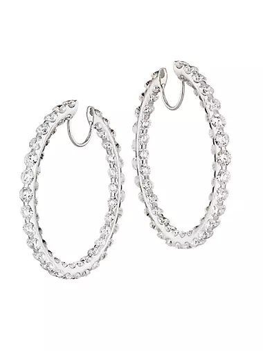 Artisan Pieces 18K White Gold & 14.94 TCW Diamond Hoop Earrings
