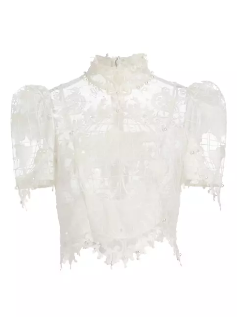 Shop Zimmermann High Tide Embroidered Lace Crop Bodice | Saks Fifth Avenue