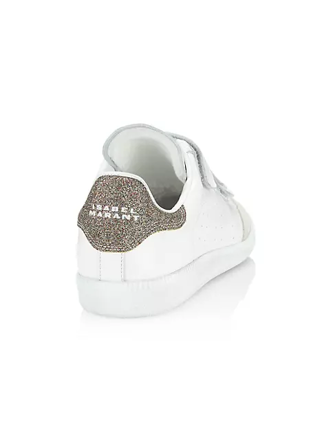 Isabel Beth Grip-Strap Glitter Leather Sneakers | Saks Fifth