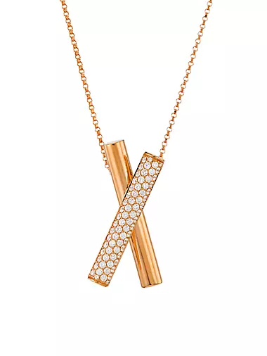 Domino 18K Rose Gold & 0.8 TCW Diamond X Pendant Necklace