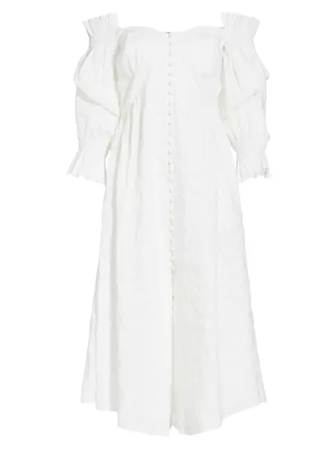 Shop Cult Gaia Simona Linen-Blend Off-The-Shoulder Midi-Dress | Saks ...