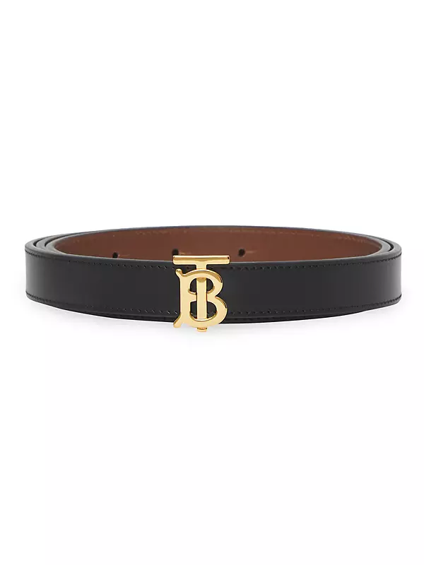 Burberry Women's Brown Beige Check Canvas Brass Logo Buckle Belt