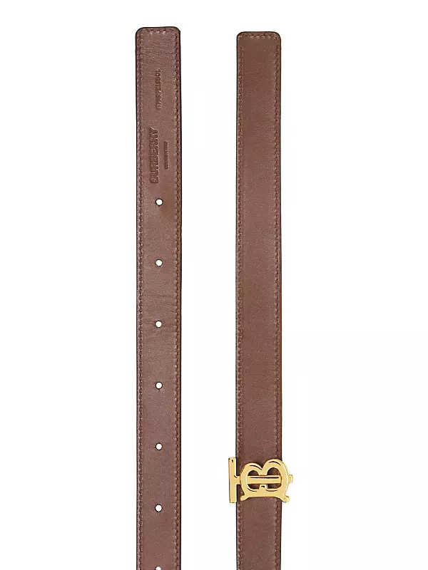 Monogrammed Leather Belt in Black - Burberry