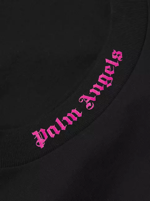 palm angels t shirt black and pink